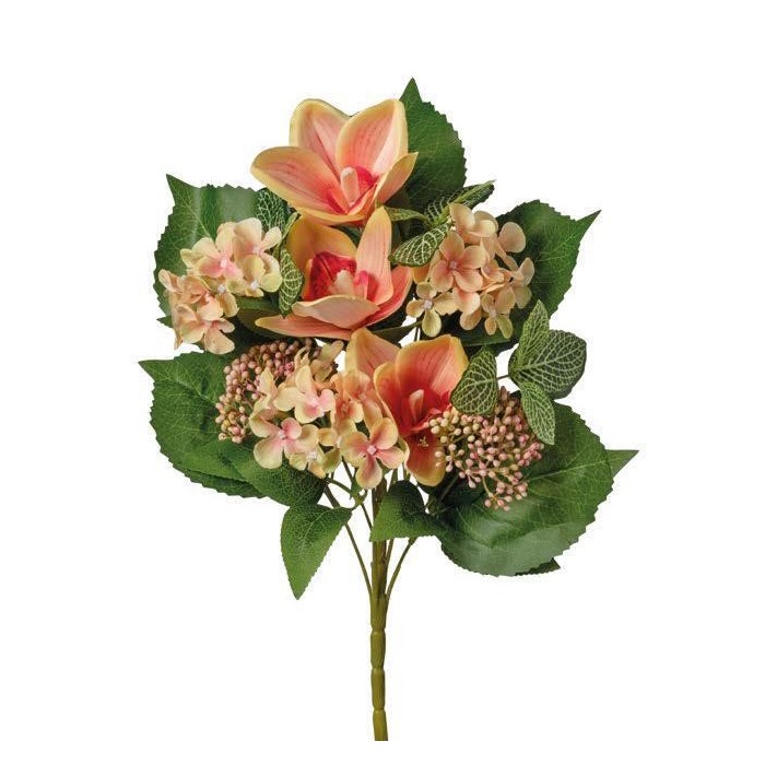 MAZZO FRONTALE ORCHIDEE ORTENSIE H45 ORANGE